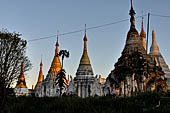 Inle Lake Myanmar. All the buildings are constructed on piles. Residents travel around by canoe, but there are also bamboo walkways and bridges over the canals, monasteries and stupas. 
